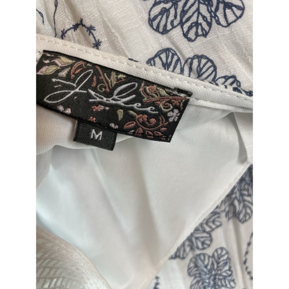 J Glee NWOT Printed Maxi Tiered Dress Blue White Sleeveless V-Neck Cotton Resort - Picture 11 of 13